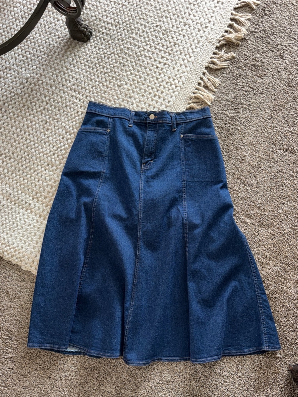 Classic Dark Blue Denim A-Line Skirt by